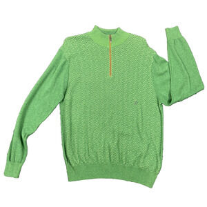 NWT Alex Cannon Men’s 100% Cotton 1/4 Zip Sz Medium Pull-Over Meadown Lane Green